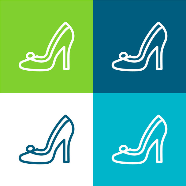 Zapato de novia Plano de cuatro colores mínimo icono conjunto - Vector, Imagen