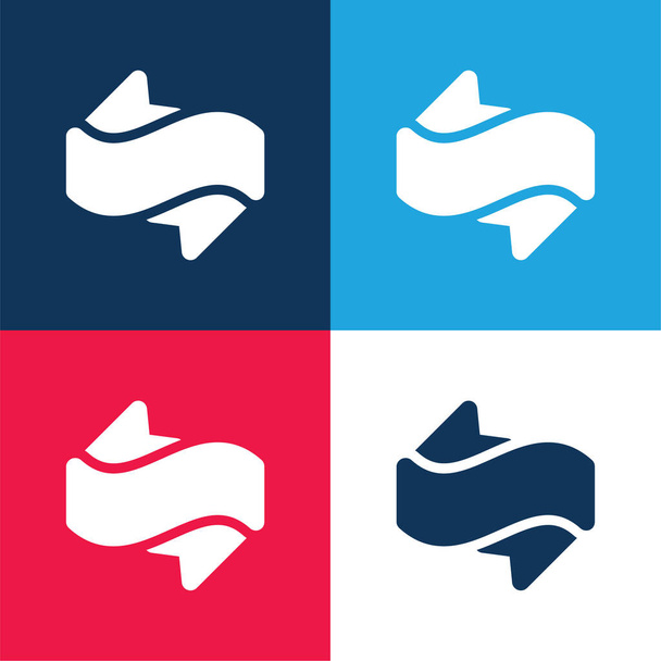 Bannière bleu et rouge ensemble d'icônes minimes quatre couleurs - Vecteur, image