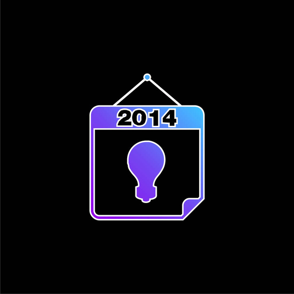 Bir Ampul Mavi Gradyan vektör simgesiyle 2014 Takvim Sembolü - Vektör, Görsel