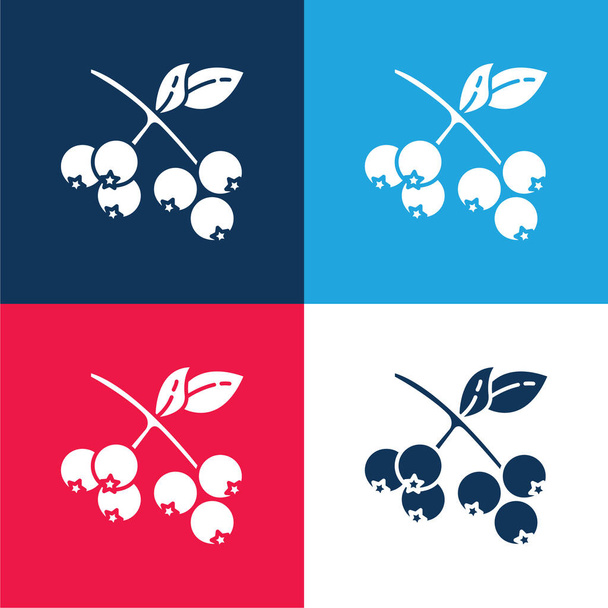 Berries azul e vermelho quatro cores conjunto de ícones mínimos - Vetor, Imagem