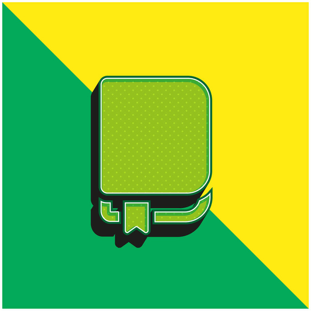 Βιβλίο με σελιδοδείκτη Πράσινο και κίτρινο σύγχρονο 3d διάνυσμα λογότυπο εικονίδιο - Διάνυσμα, εικόνα