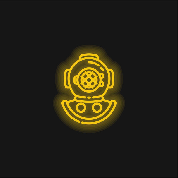Icona al neon incandescente giallo Aqualung - Vettoriali, immagini