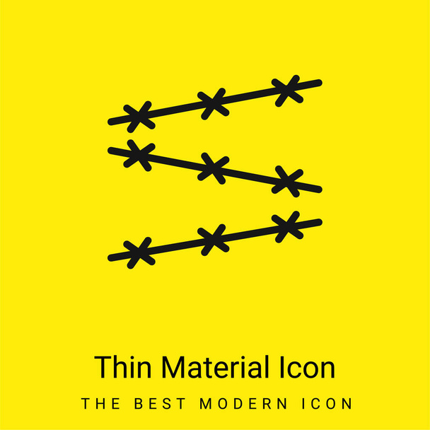 Fil barbelé minimale icône de matériau jaune vif - Vecteur, image