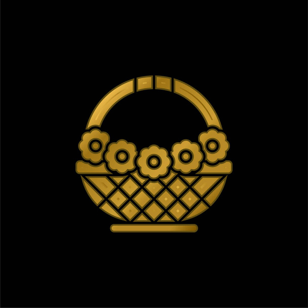 Cesto oro placcato icona metallica o logo vettore - Vettoriali, immagini