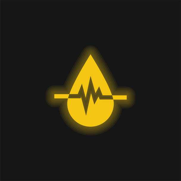 Blood Donation yellow glowing neon icon - Vector, Image