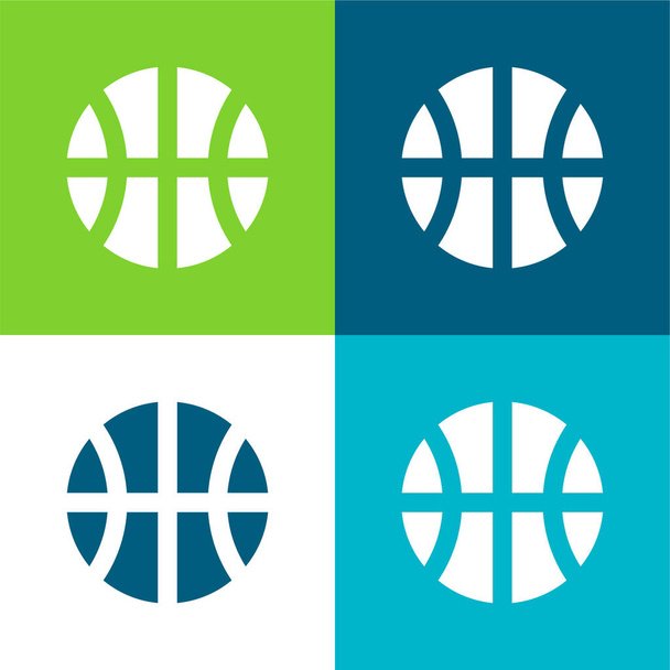 Baloncesto Plano de cuatro colores mínimo icono conjunto - Vector, Imagen
