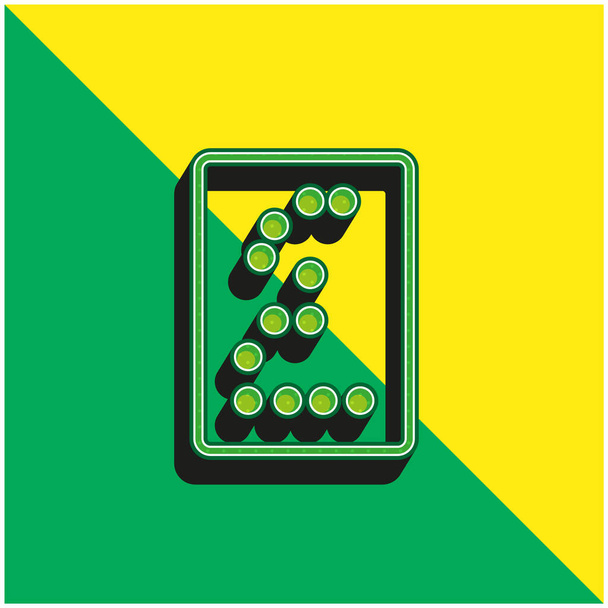 Texto Braille Verde e amarelo moderno logotipo vetor 3d ícone - Vetor, Imagem