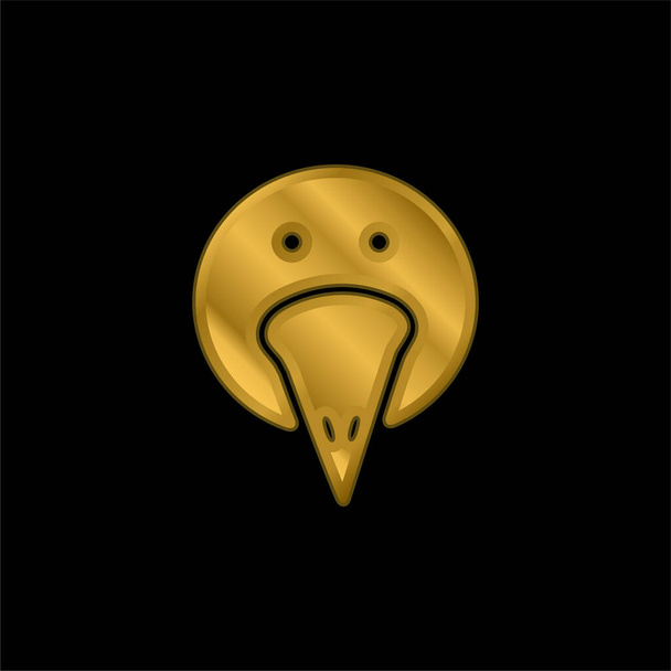 Bird Portrait gold plated metalic icon or logo vector - Vector, Image