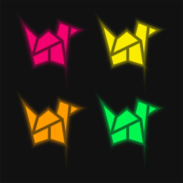 Πουλί τέσσερις χρώμα λαμπερό νέον διάνυσμα εικονίδιο - Διάνυσμα, εικόνα