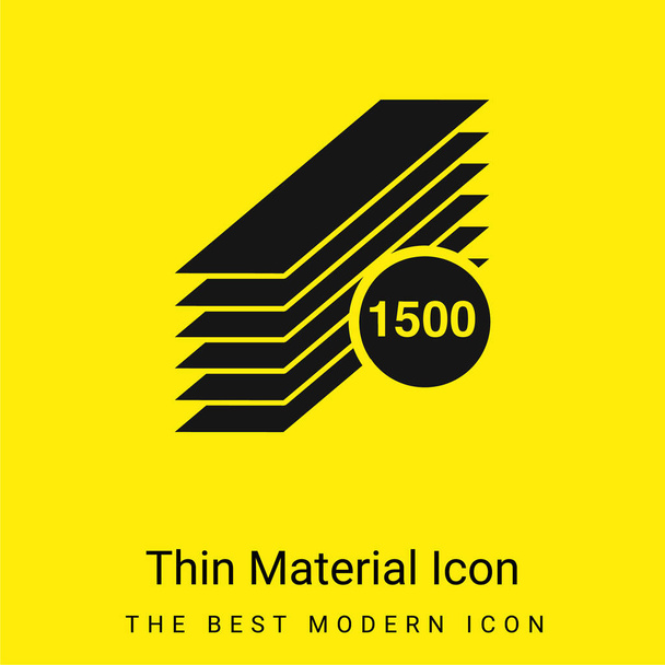 1500 печатных длинных бумаги стек минимальный ярко-желтый значок материала - Вектор,изображение