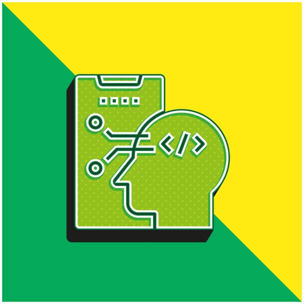 Αλγόριθμος Πράσινο και κίτρινο σύγχρονο 3d εικονίδιο διάνυσμα λογότυπο - Διάνυσμα, εικόνα