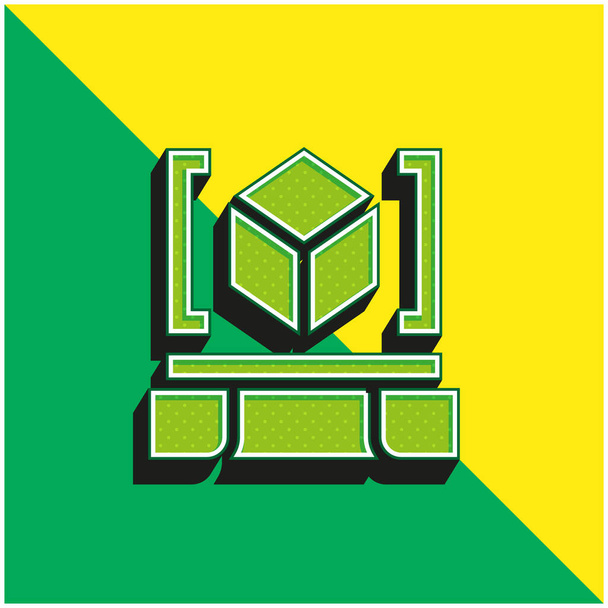 3D-s szkenner Zöld és sárga modern 3D vektor ikon logó - Vektor, kép