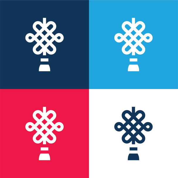 Amulet blue and red four color minimal icon set - Vector, Image