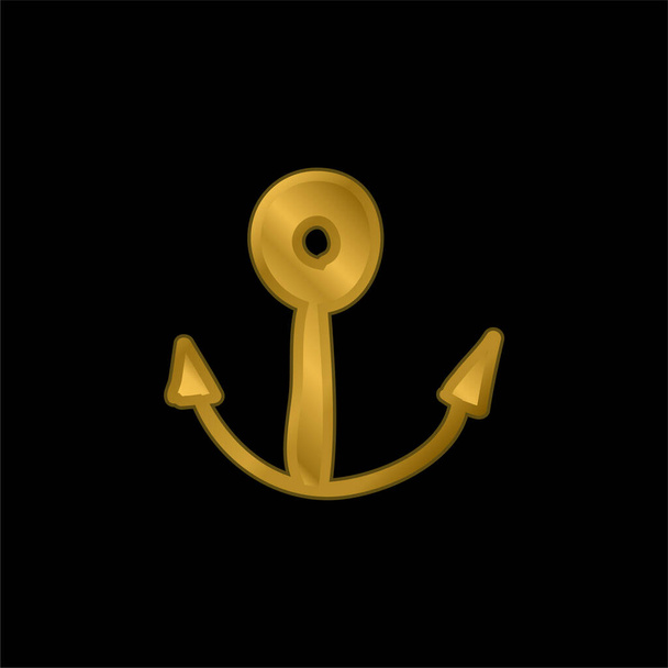 Ancoraggio barca placcato oro icona metallica o logo vettoriale - Vettoriali, immagini
