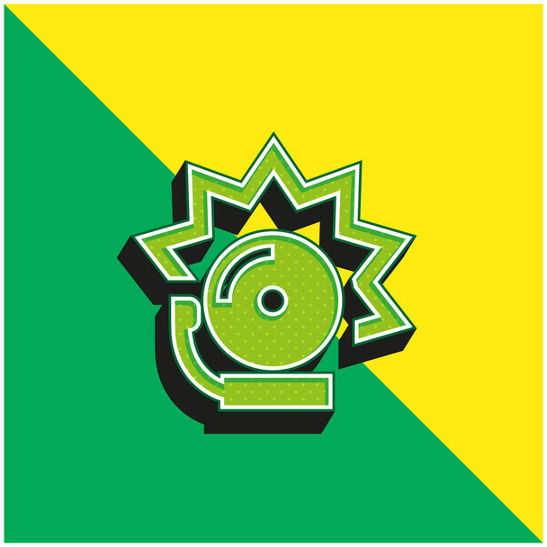 Alarm Sign Groen en geel modern 3D vector pictogram logo - Vector, afbeelding