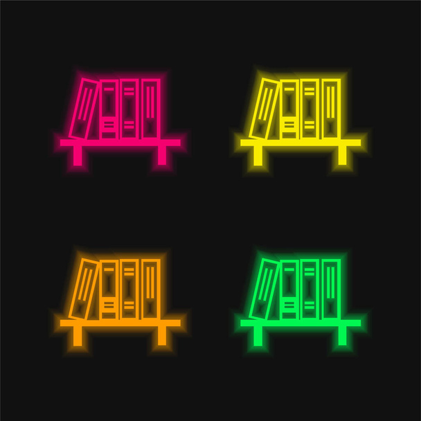 Книги чотири кольори, що світяться неоном Векторна піктограма
 - Вектор, зображення