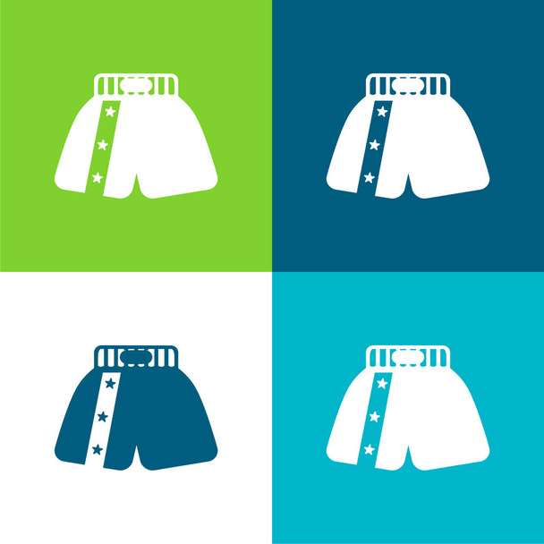 Boxer Boxer Short Flat set di icone minime a quattro colori - Vettoriali, immagini