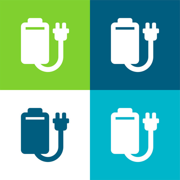 Baterie Byt čtyři barvy minimální ikona nastavena - Vektor, obrázek