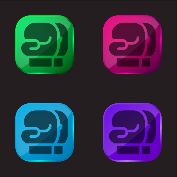 Guantes de Boxeo icono de botón de cristal de cuatro colores - Vector, imagen