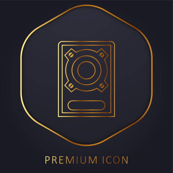Boombox Speaker logotipo premium de línea dorada o icono - Vector, imagen