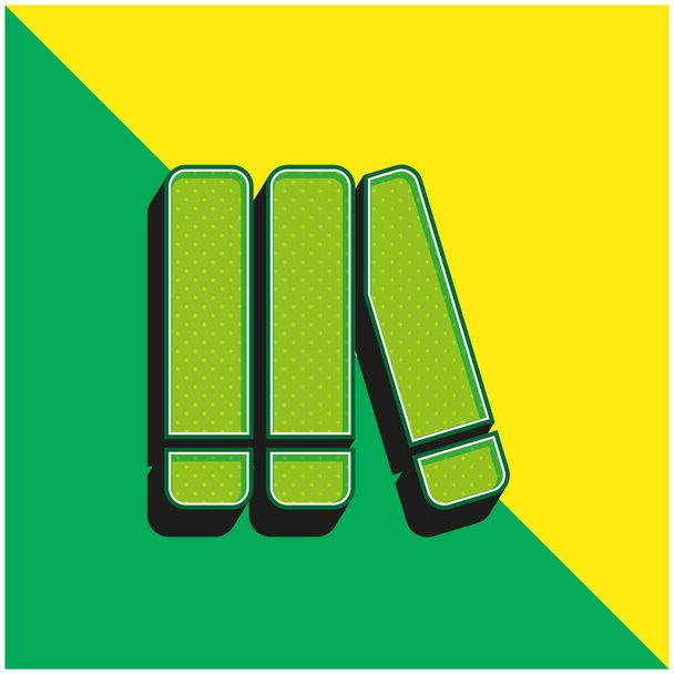 Libri Logo icona vettoriale 3D moderna verde e gialla - Vettoriali, immagini