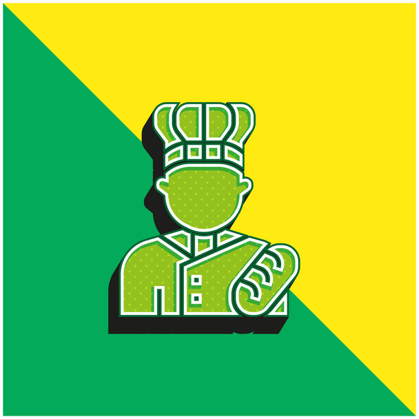 Baker Logo icona vettoriale 3D moderna verde e gialla - Vettoriali, immagini