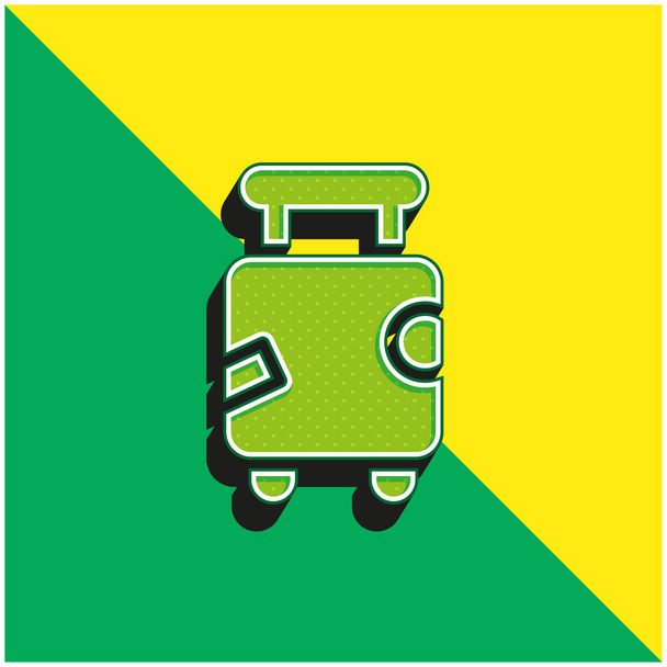 Equipaje verde y amarillo moderno vector 3d icono logotipo - Vector, Imagen