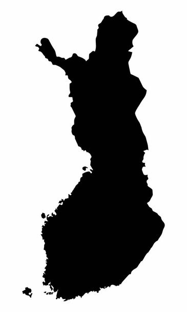 Черный силуэт Финляндии на белом фоне - Вектор,изображение