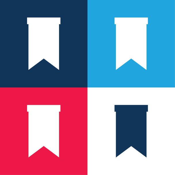 Könyvjelző kék és piros négy szín minimal ikon készlet - Vektor, kép