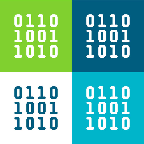 Conjunto de ícones mínimos binários Flat quatro cores - Vetor, Imagem