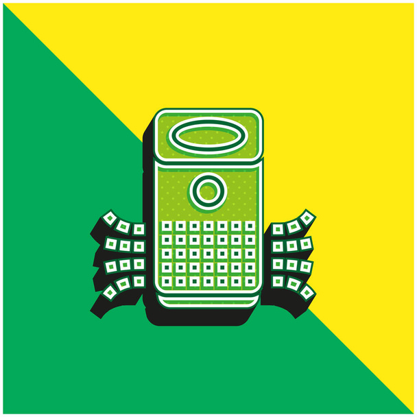 Purificador de ar Verde e amarelo moderno logotipo vetor 3d ícone - Vetor, Imagem
