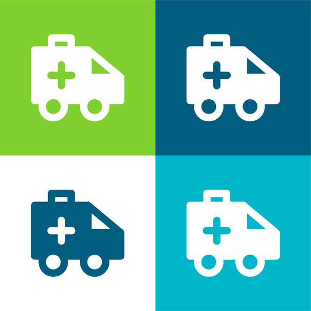 Ambulancia Plano de cuatro colores mínimo icono conjunto - Vector, imagen