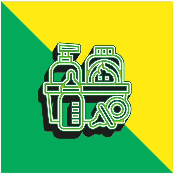 Babyartikel Grünes und gelbes modernes 3D-Vektor-Symbol-Logo - Vektor, Bild