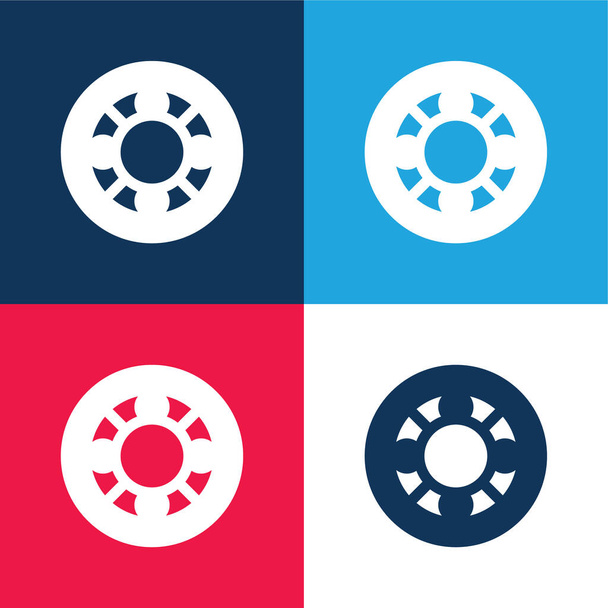 Cuscinetto a sfere blu e rosso set di icone minimali a quattro colori - Vettoriali, immagini