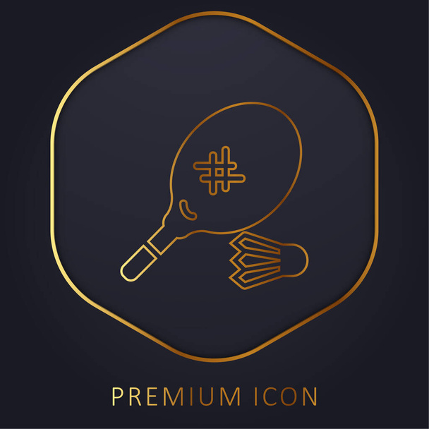 Badminton golden line premium logo or icon - Vector, Image