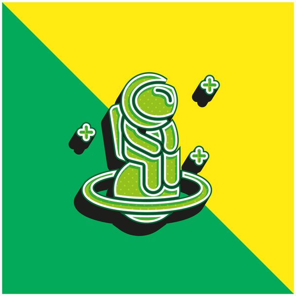 Астронавт Зеленый и желтый современный 3d логотип векторной иконы - Вектор,изображение