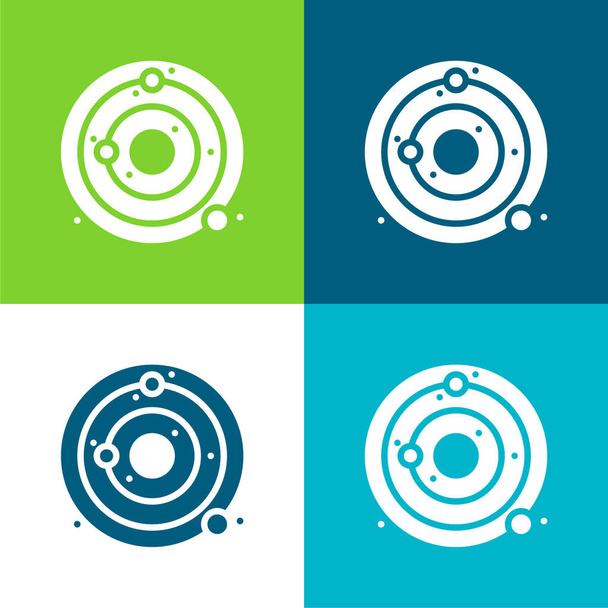 Astronomy Flat four color minimal icon set - Vector, Image
