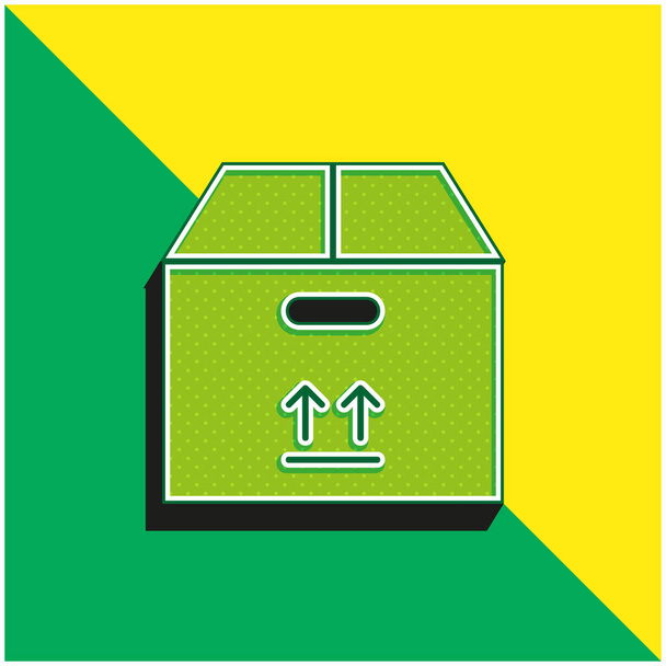 Box Green and yellow modern 3d vector icon logo - Vector, Image
