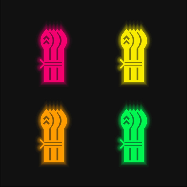 Spárga négy színű izzó neon vektor ikon - Vektor, kép