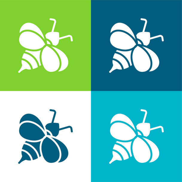 Conjunto de ícones mínimos de quatro cores Bee Flat - Vetor, Imagem