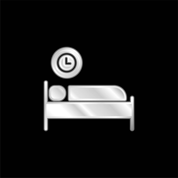 Tiempo de la cama plateado icono metálico - Vector, Imagen