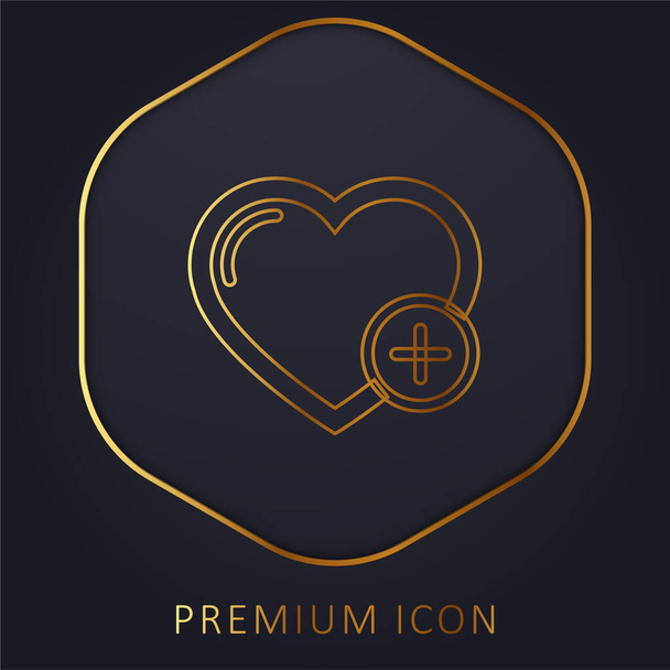 Add A Heart Or A Like golden line premium logo or icon - Vector, Image