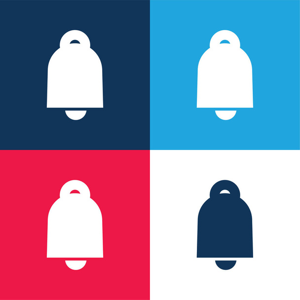 Bell Negro Herramienta Forma azul y rojo de cuatro colores mínimo icono conjunto - Vector, Imagen