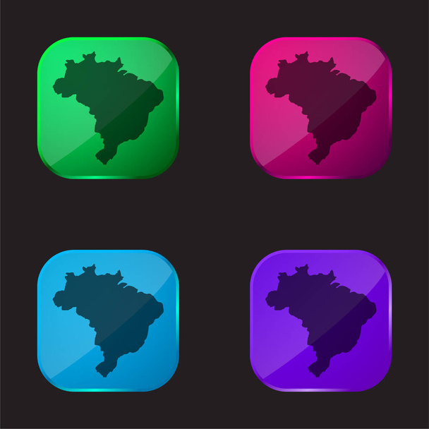 Nero quattro colori icona pulsante di vetro - Vettoriali, immagini