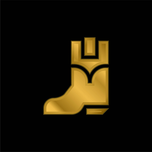 Botas chapado en oro icono metálico o logo vector - Vector, imagen