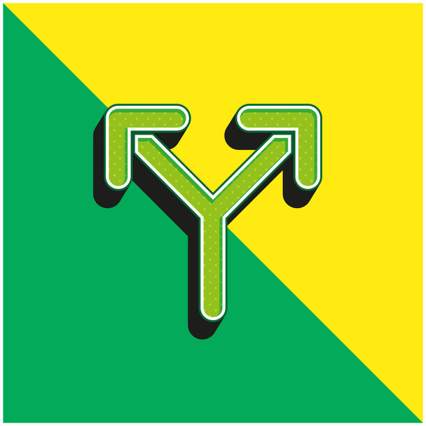 Alternatief Groen en geel modern 3D vector icoon logo - Vector, afbeelding
