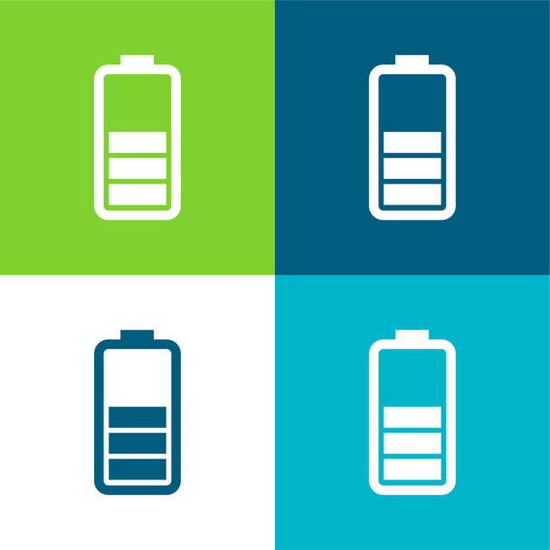 Status da bateria Conjunto de ícones mínimos de quatro cores plano - Vetor, Imagem