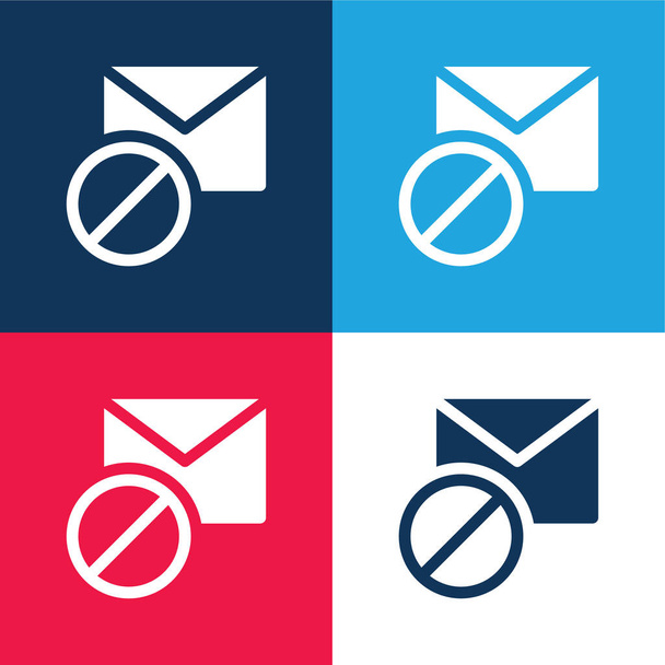 Blokované modré a červené čtyři barvy minimální ikona nastavena - Vektor, obrázek