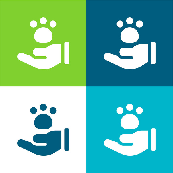 Animal Flat conjunto de iconos mínimo de cuatro colores - Vector, imagen