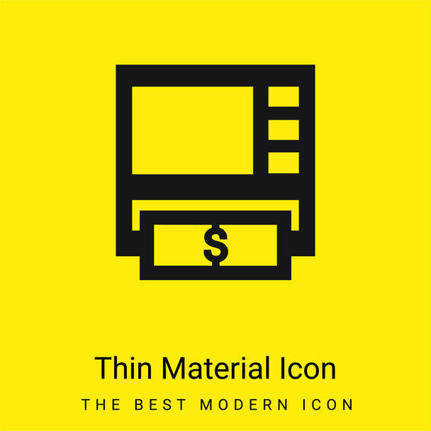 ATM MAchine minimális élénk sárga anyag ikon - Vektor, kép